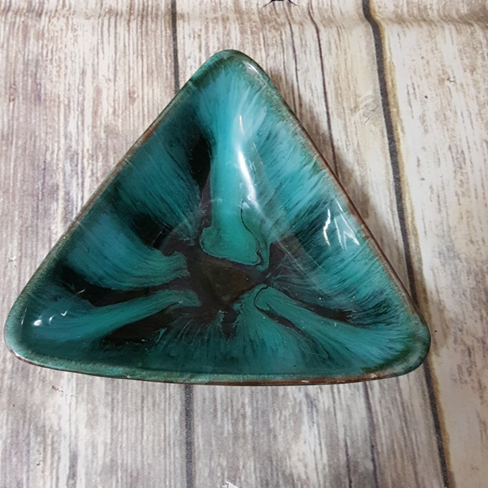 Vintage Drip glaze triangle serving dish